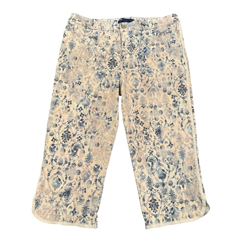 Bandolino Floral Blue and Cream Capris - Size 14P